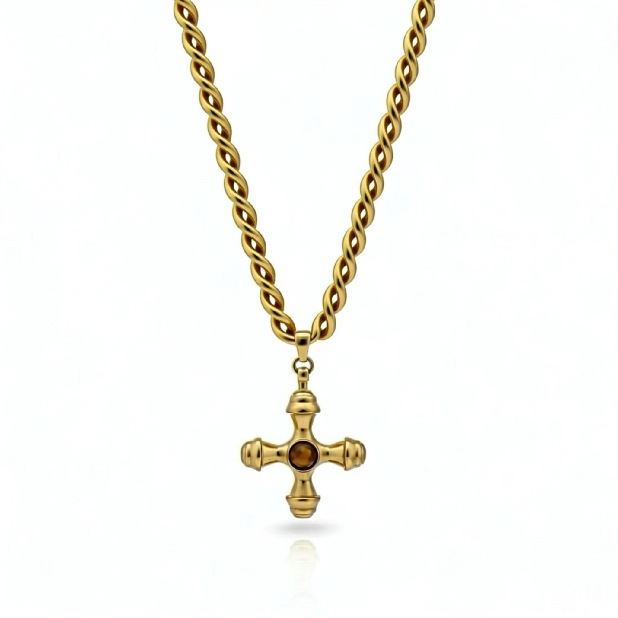 𝖲𝖠𝖡𝖤𝖭𝖣𝖠 Brown Cross Necklace