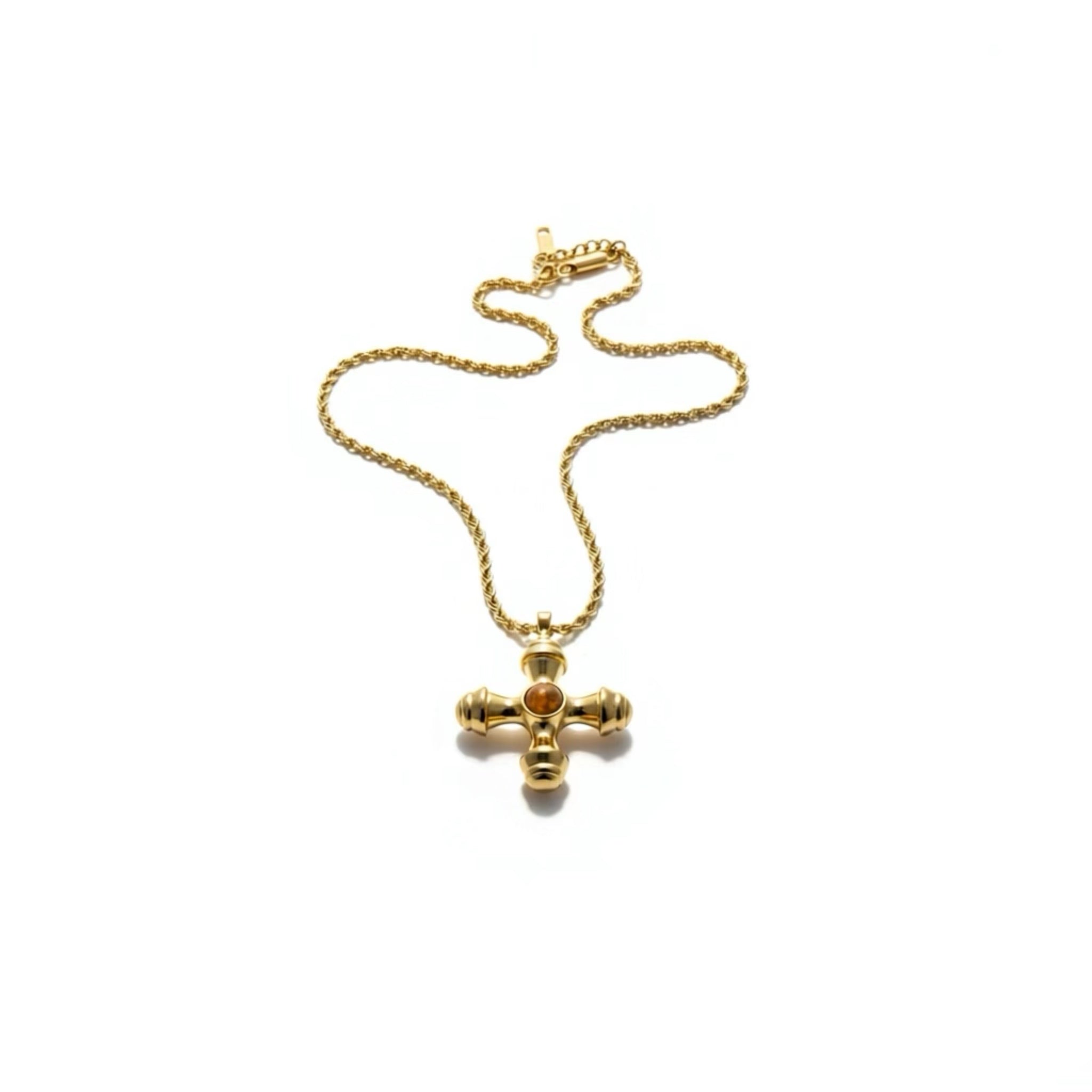 𝖲𝖠𝖡𝖤𝖭𝖣𝖠 Brown Cross Necklace